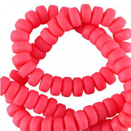 Polymer Perlen Rondell 7mm - Neon coral pink